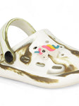 Marble Look Unicorn Applique Anti-Slip Clogs - White