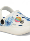 Marble Look Hot Air Balloon Applique Anti-Slip Clogs - White