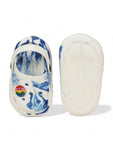 Marble Look Smily Applique Anti-Slip Clogs - White