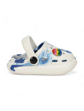 Marble Look Smily Applique Anti-Slip Clogs - White