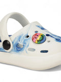 Marble Look Smily Applique Anti-Slip Clogs - White