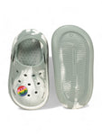 Marble Look Smily Applique Anti-Slip Clogs - Green