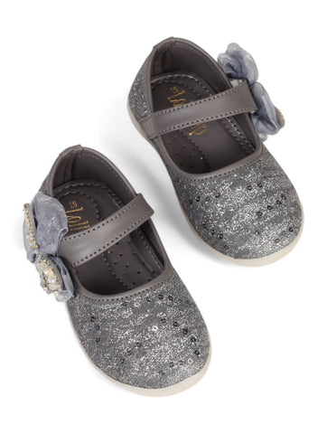 Mary Jane's Belle with Applique Detail - Dark Grey