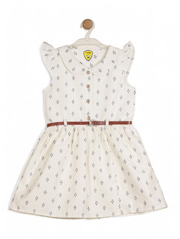 Printed Cotton Frock - White