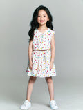 Printed Floral Cotton Frock - White