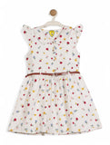 Printed Floral Cotton Frock - White