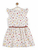 Printed Floral Cotton Frock - White