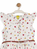 Printed Floral Cotton Frock - White