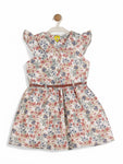 Printed Floral Cotton Frock - White