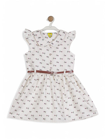 Printed Floral Cotton Frock - White