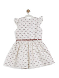 Printed Floral Cotton Frock - White