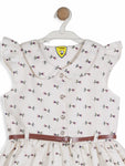 Printed Floral Cotton Frock - White