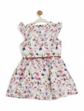 Printed Floral Cotton Frock - White
