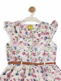 Printed Floral Cotton Frock - White