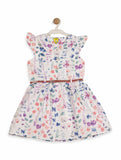 Printed Floral Cotton Frock - White