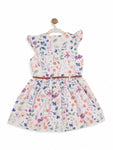Printed Floral Cotton Frock - White