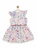 Printed Floral Cotton Frock - White