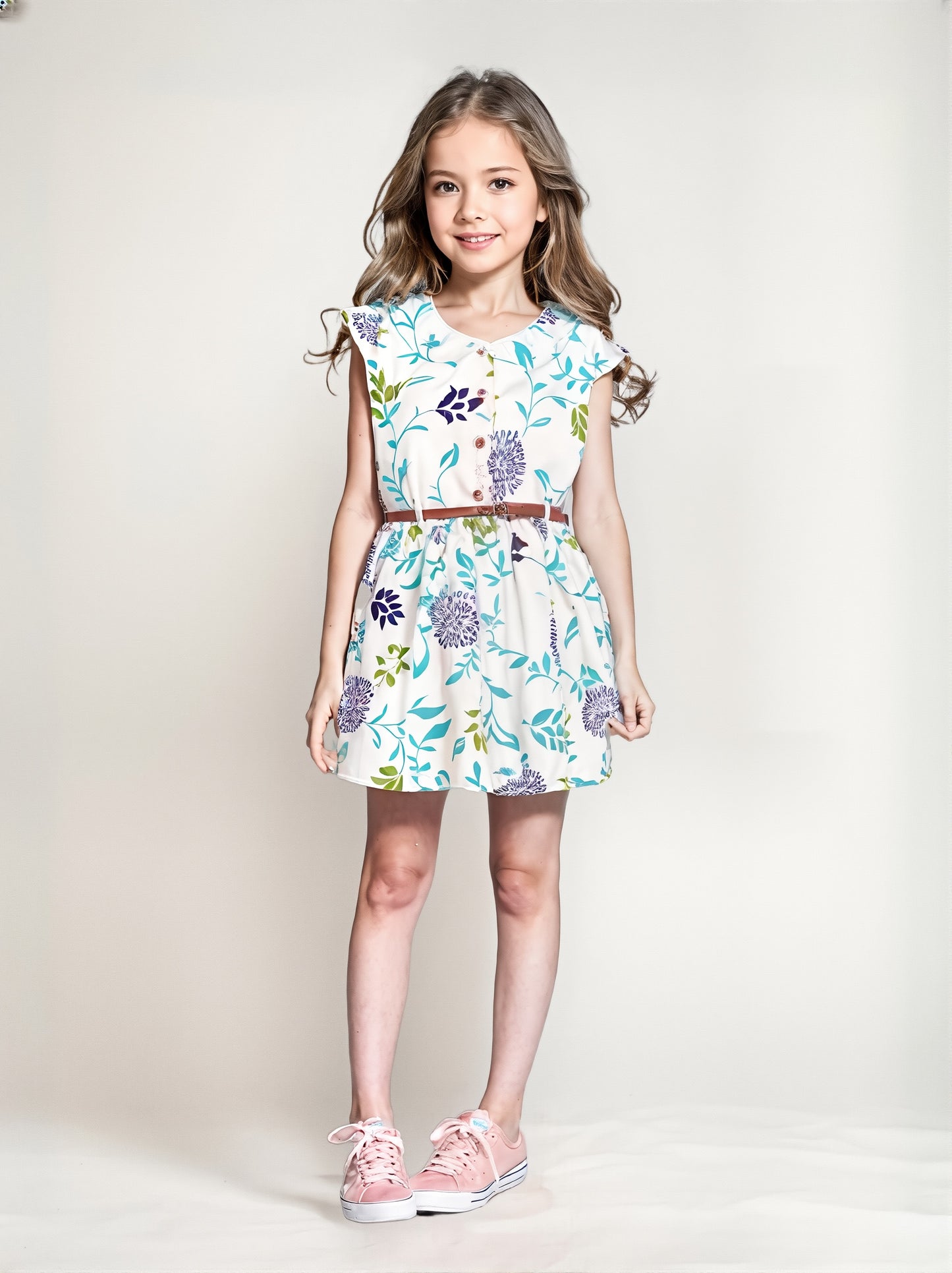 Printed Floral Cotton Frock - White