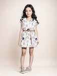 Printed Cotton Frock - White