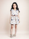 Printed Cotton Frock - White