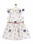 Printed Cotton Frock - White