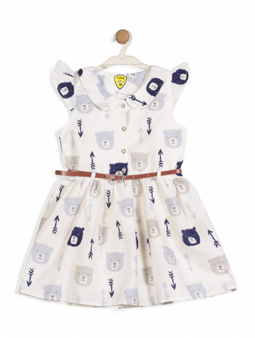 Printed Cotton Frock - White