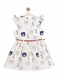 Printed Cotton Frock - White
