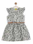 Printed Floral Cotton Frock - Green