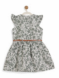 Printed Floral Cotton Frock - Green
