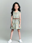 Printed Floral Cotton Frock - Green
