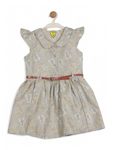 Printed Floral Cotton Frock - Green