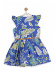 Printed Floral Cotton Frock - Blue