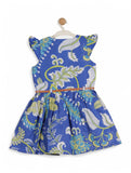 Printed Floral Cotton Frock - Blue