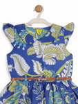Printed Floral Cotton Frock - Blue