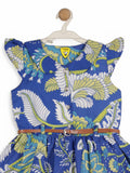 Printed Floral Cotton Frock - Blue