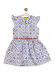 Printed Floral Cotton Frock - Blue