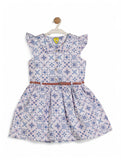Printed Floral Cotton Frock - Blue