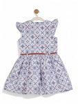 Printed Floral Cotton Frock - Blue