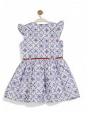 Printed Floral Cotton Frock - Blue