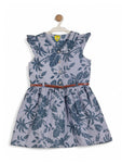 Printed Floral Cotton Frock - Blue