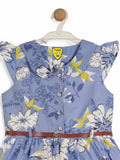 Printed Floral Cotton Frock - Blue