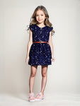 Printed Cotton Frock - Navy Blue