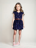 Printed Cotton Frock - Navy Blue