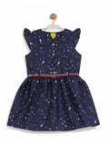 Printed Cotton Frock - Navy Blue