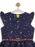 Printed Cotton Frock - Navy Blue