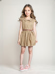 Printed Polka Dot Cotton Frock - Brown