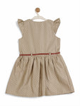 Printed Polka Dot Cotton Frock - Brown