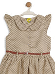 Printed Polka Dot Cotton Frock - Brown