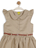 Printed Polka Dot Cotton Frock - Brown