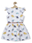 Printed Cotton Frock - White